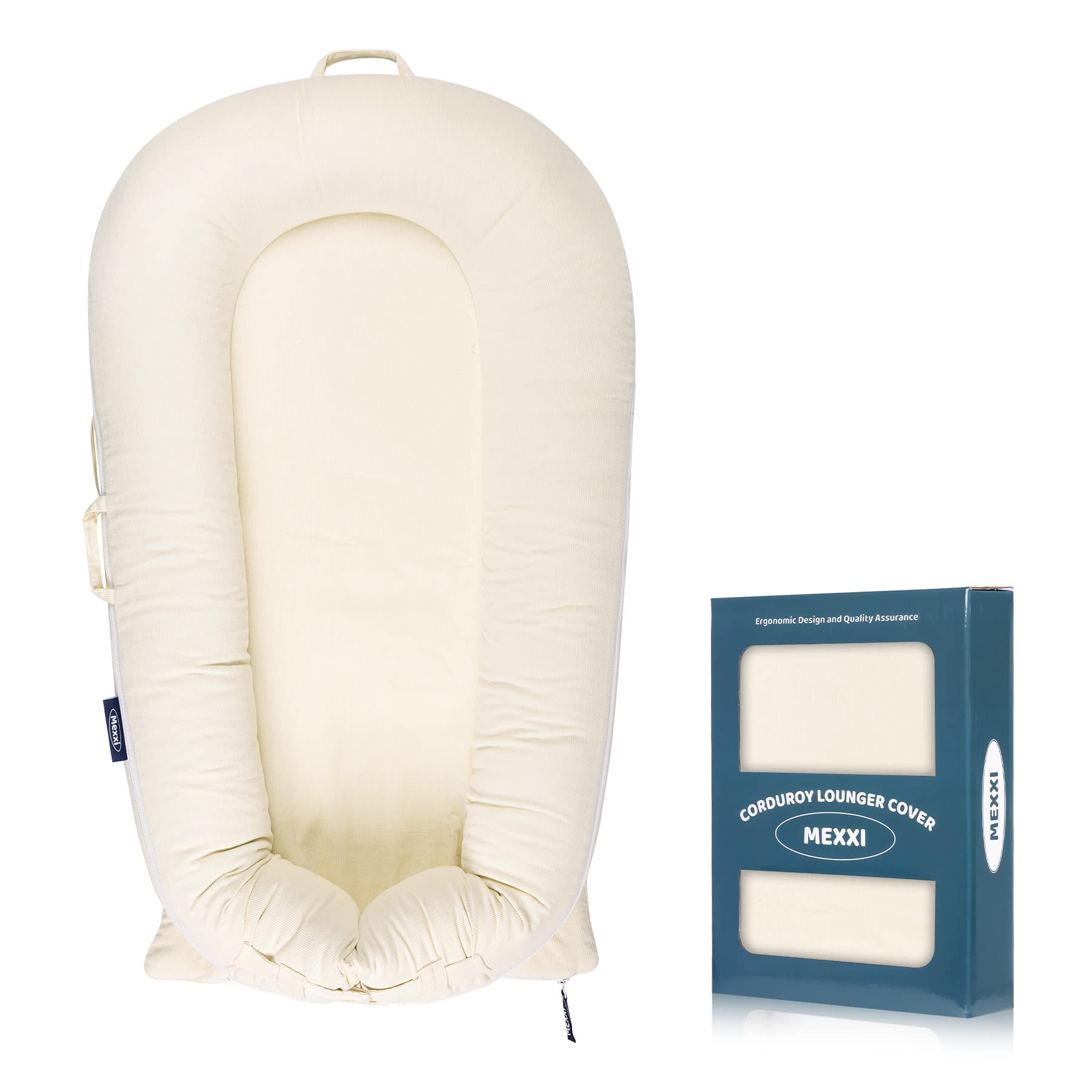 Mexxi corduroy baby nest cover beige offers a soft touch and easy cleaning for nursery use.