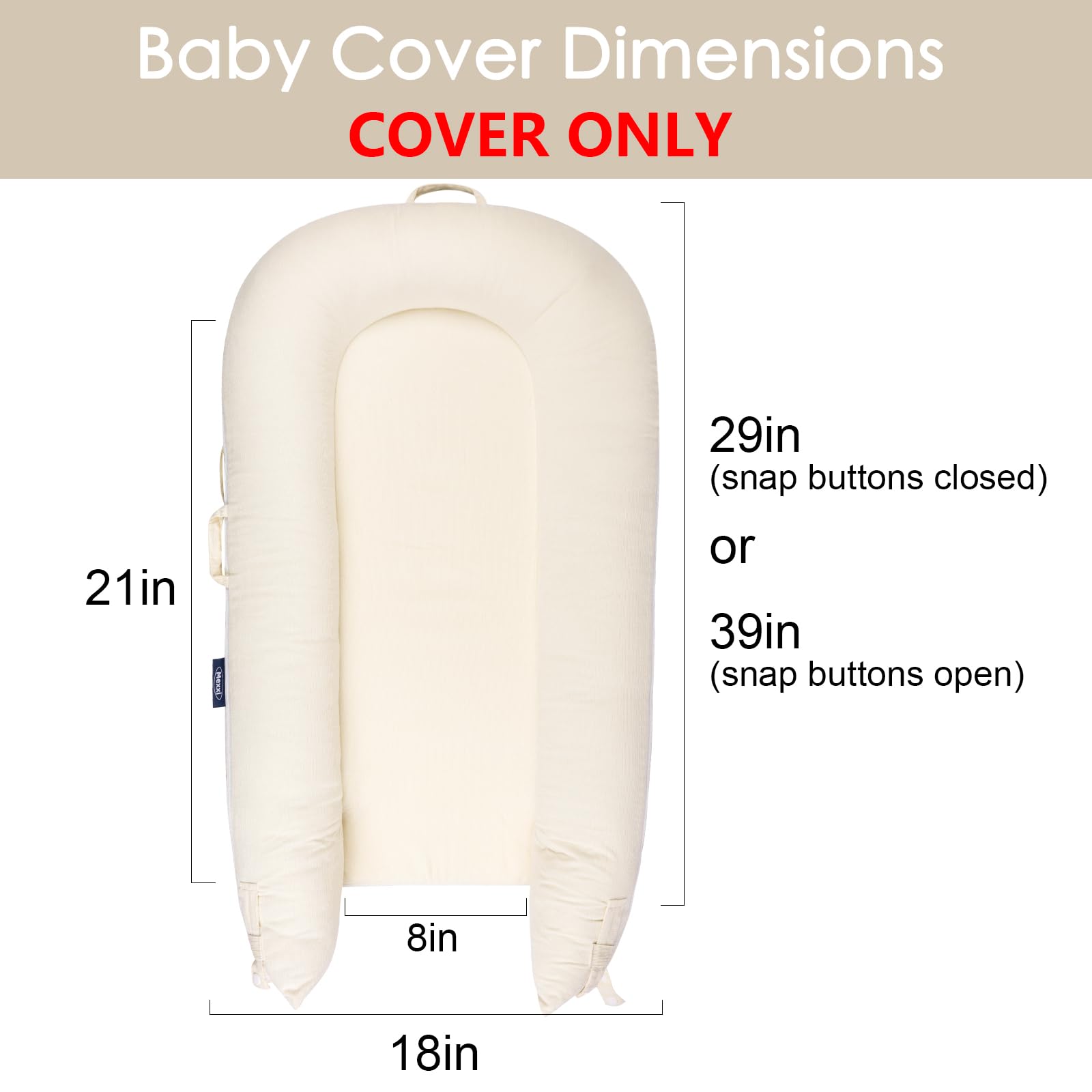 Mexxi DockATot Deluxe+ cover beige demonstrates compatible fit for deluxe docks.