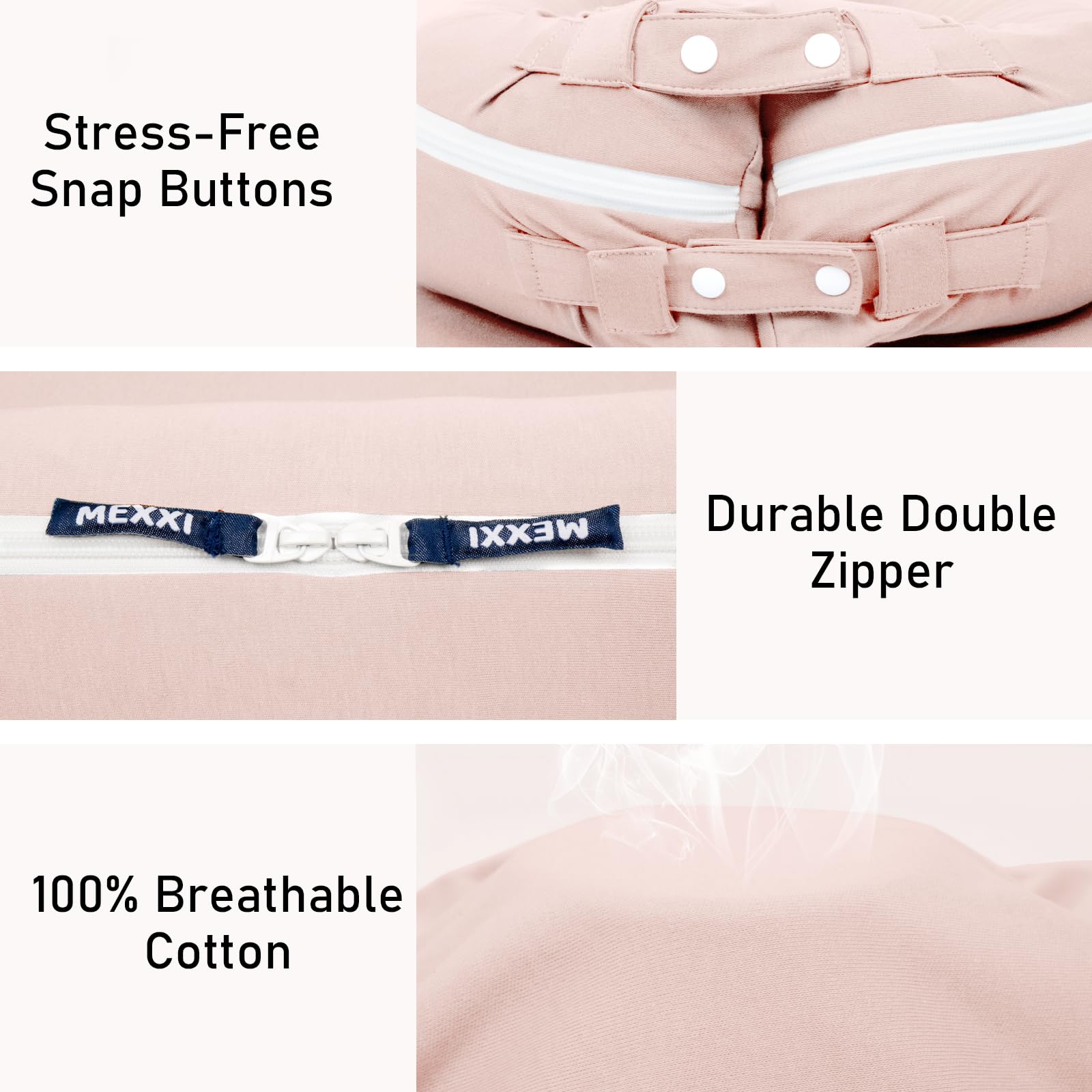 MEXXI organic cover fits DockATot Deluxe with secure zipper and snap closures.