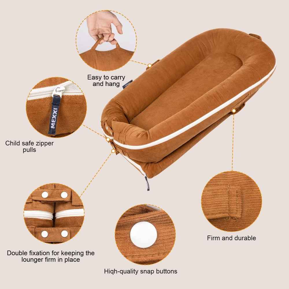 MEXXI easy-on DockATot Deluxe attachment for quick cover changes.
