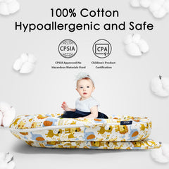 MEXXI hypoallergenic 100% cotton cover offers gentle touch for baby skin.