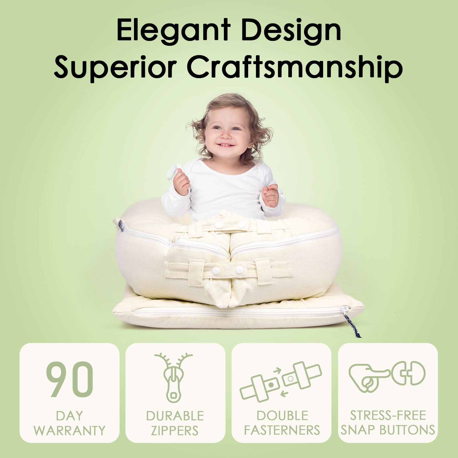Mexxi machine-washable cover beige for quick cleanup after spills or messes.