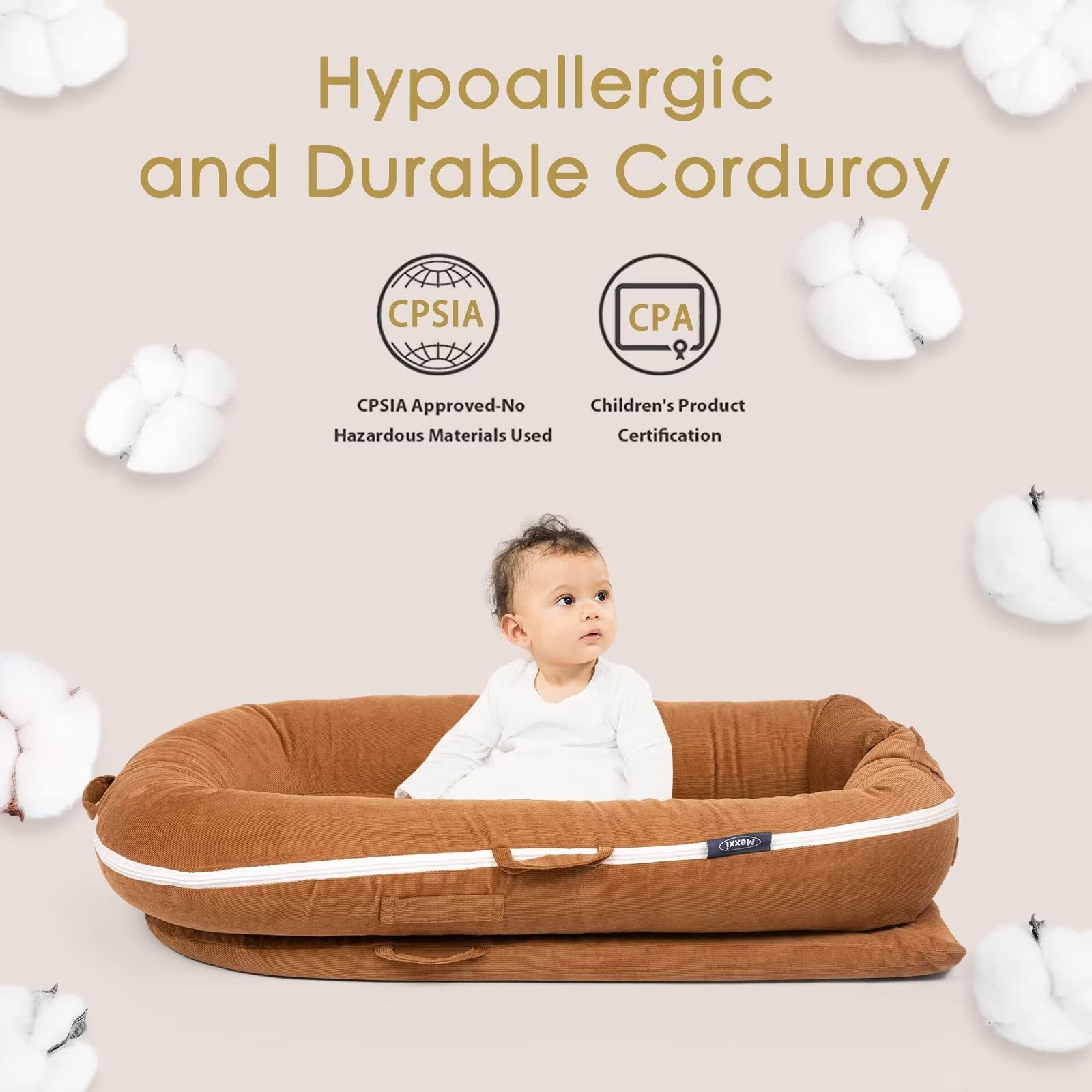 MEXXI machine-washable replacement cover simplifies cleaning.