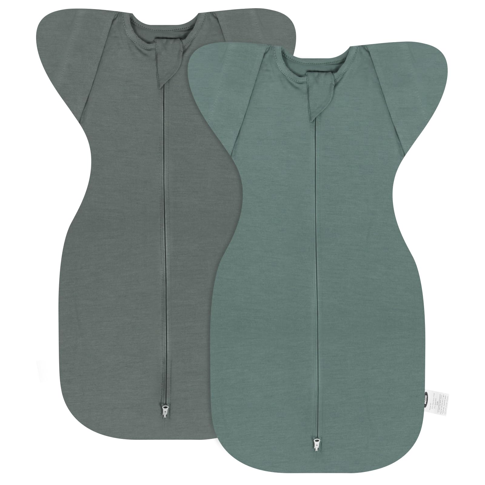 MEXXI arms-up swaddle sleep sack showing cozy arms-up design for safe sleep