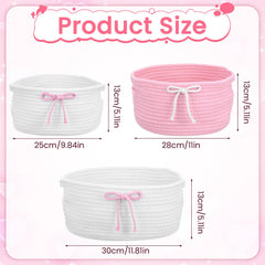 Meyeyaia Coquette Bow Hamper side view highlighting built-in handles.