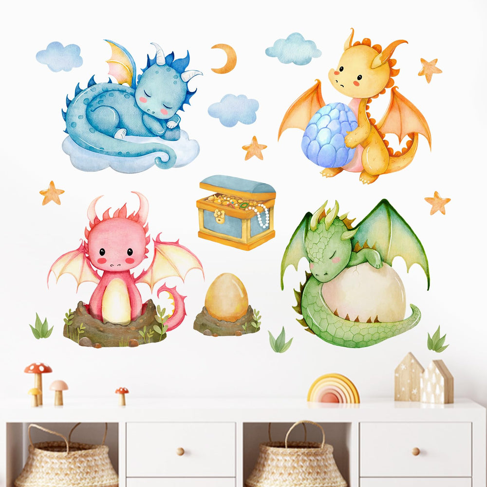Mfault baby dragon wall decals add playful color to a nursery.