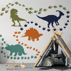Mfault baby-room dinosaur footprints wall art creates a playful focal point in toddlers' spaces.