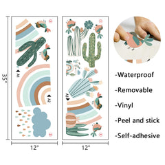Mfault rainbow cactus wall decal cloud motif brightens kids' playroom with friendly vibes