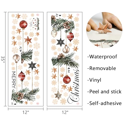 Mfault christmas balls pine cone branches wall sticker adds cheerful holiday charm to living spaces.