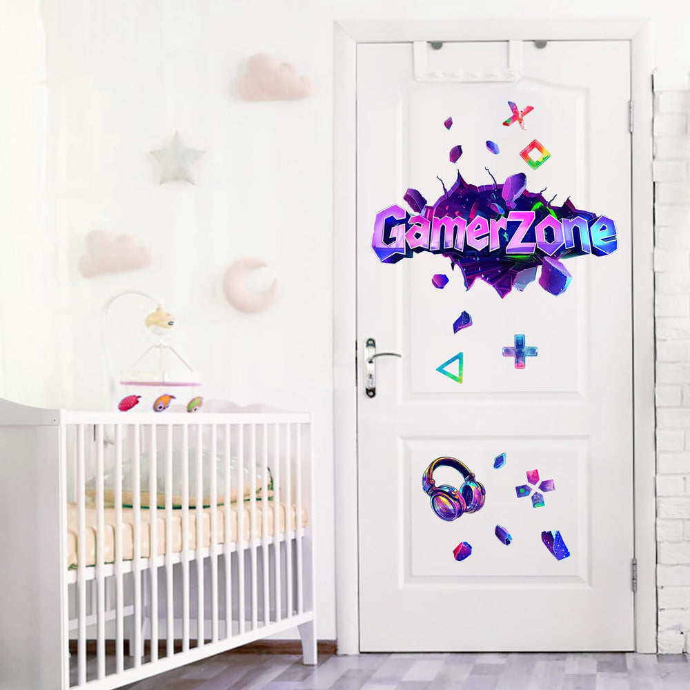 Mfault Gamer Zone 3D boys bedroom art decal for playful walls
