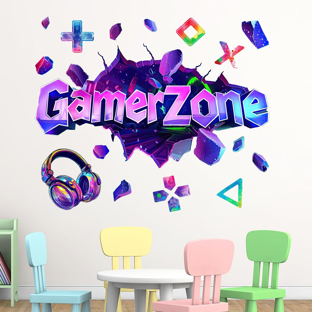 Mfault Gamer Zone 3D broken-wall decal kit for vibrant gaming room decor
