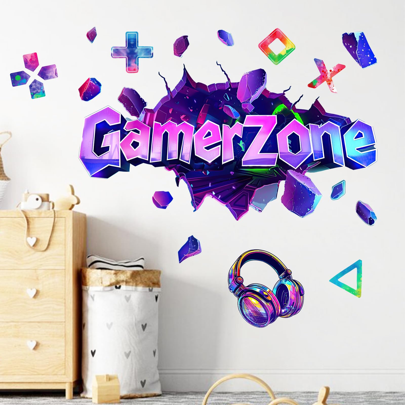 Mfault Gamer Zone 3D earphone symbols decal for techy bedroom vibes