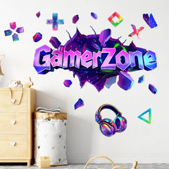 Mfault Gamer Zone 3D earphone symbols decal for techy bedroom vibes