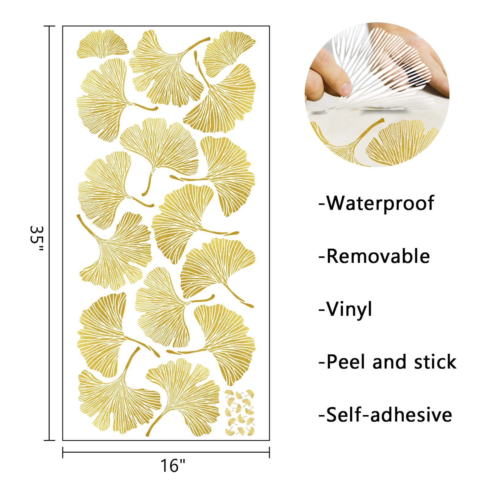 Mfault ginkgo leaf wall sticker botanical pattern enhances bedroom ambience.