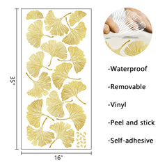 Mfault ginkgo leaf wall sticker botanical pattern enhances bedroom ambience.