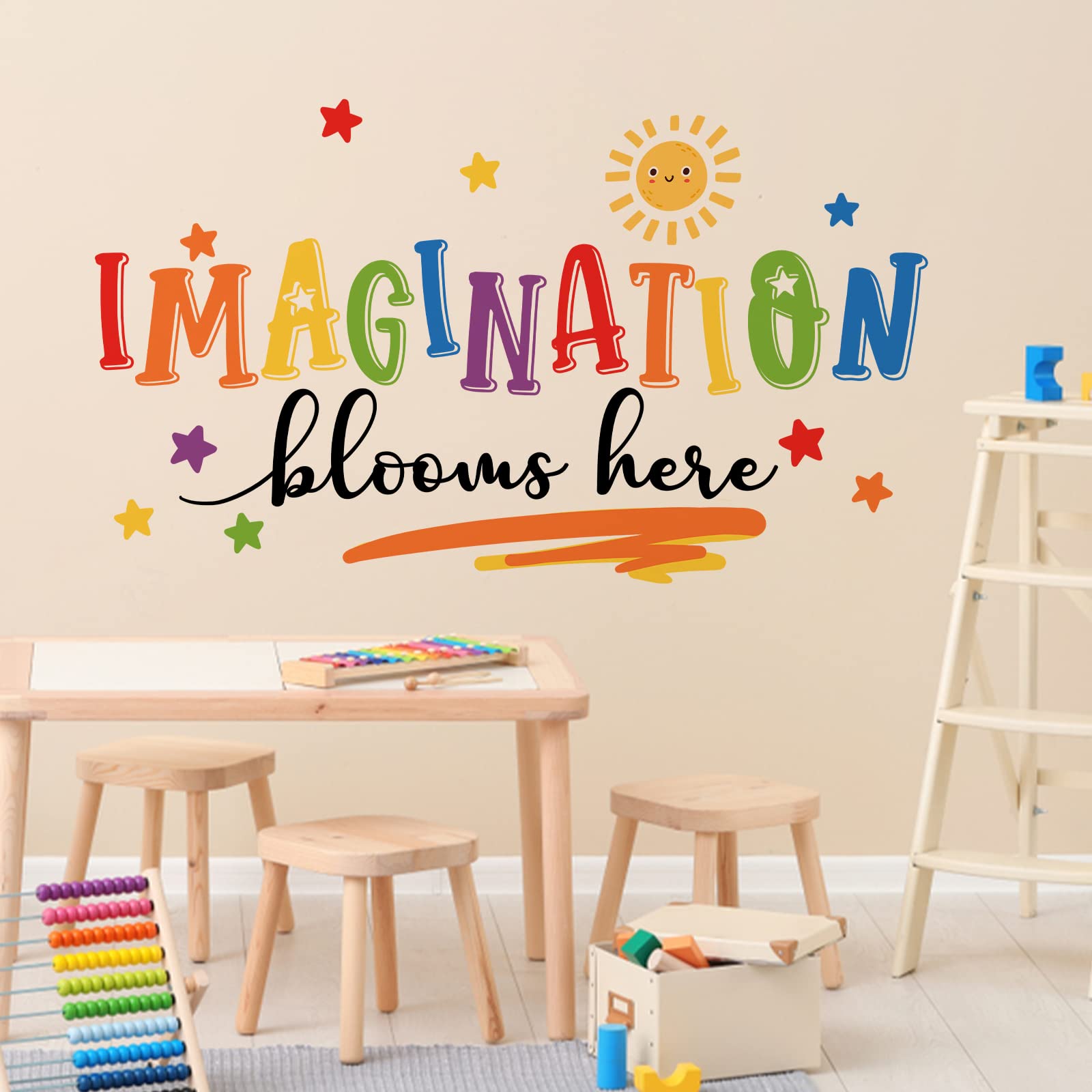 Mfault Imagination Blooms Here nursery wall sticker offers easy, residue-free decor for small spaces.