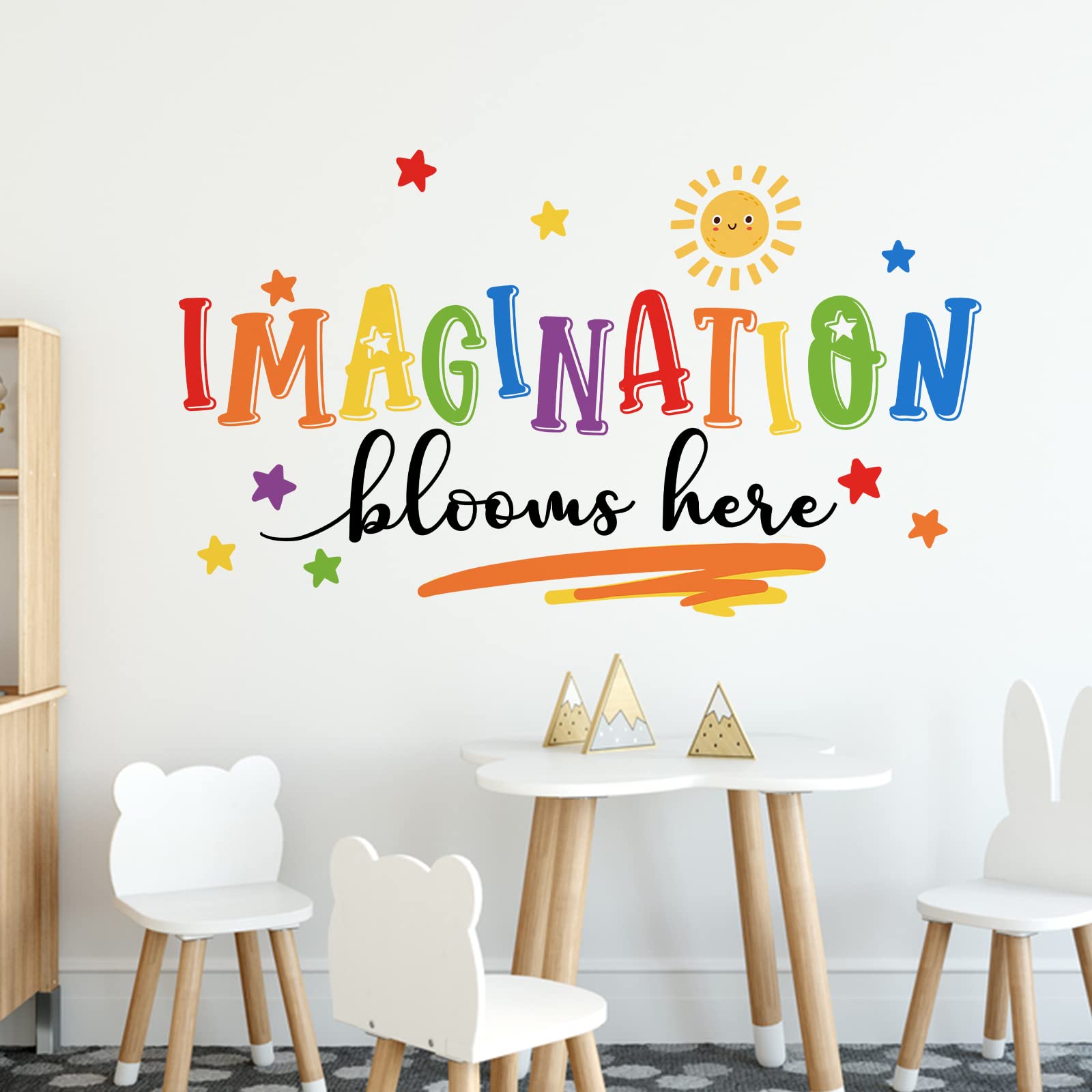 Mfault Imagination Blooms Here watercolor flowers decal adds a warm, calming touch to bedrooms.