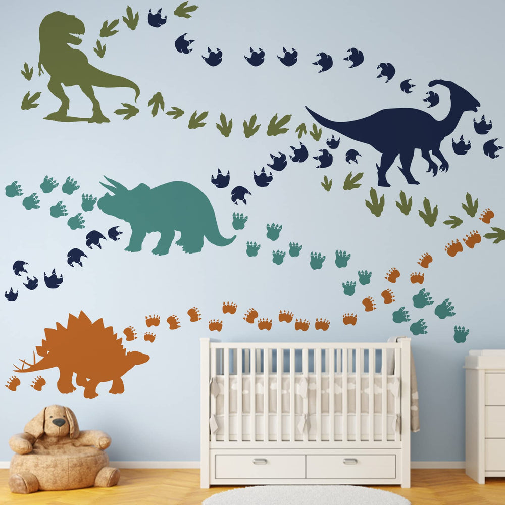 Mfault kids-room dino footprints decor sparks imagination with easy wall styling.