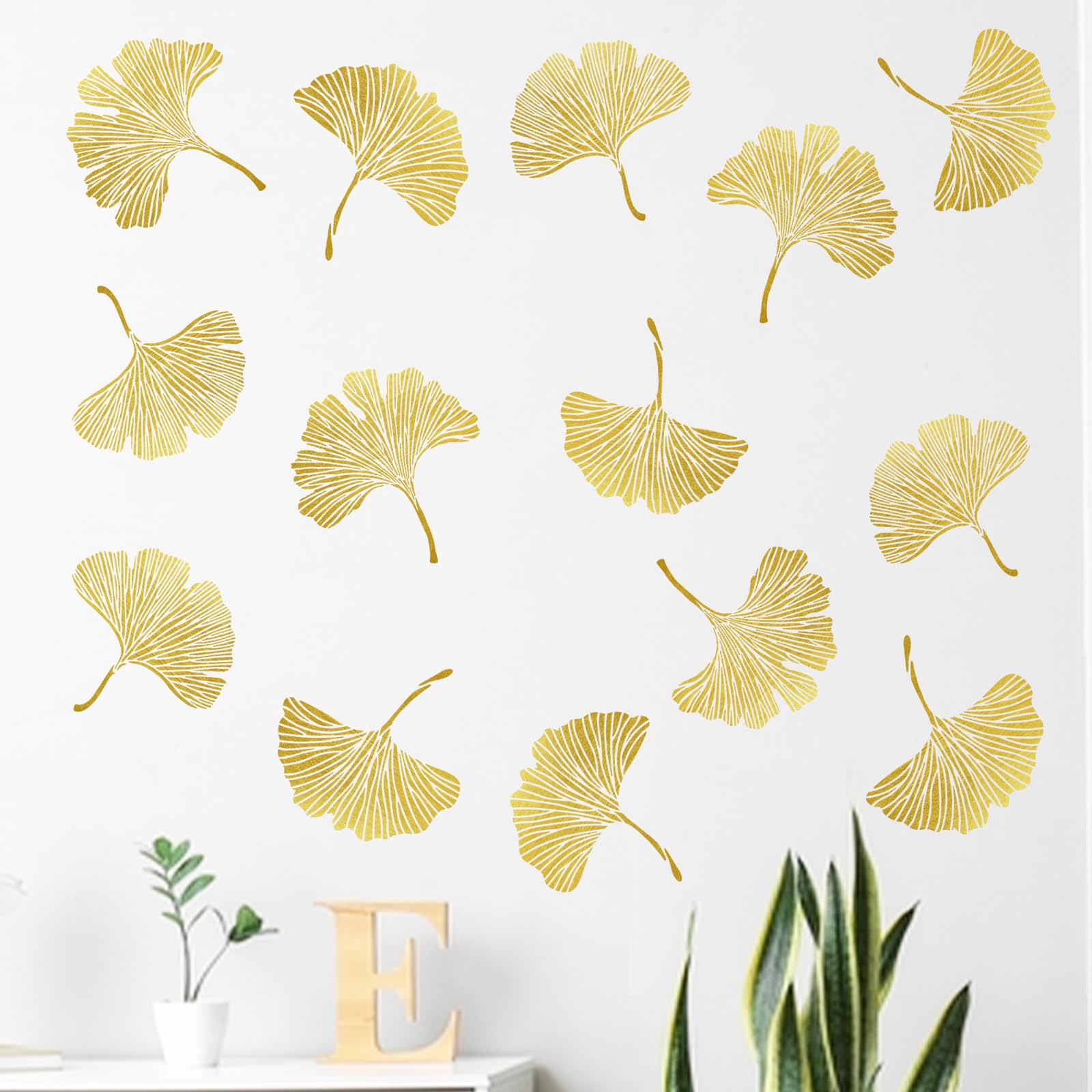 Mfault living-room decor gold leaves display adds a premium focal point.