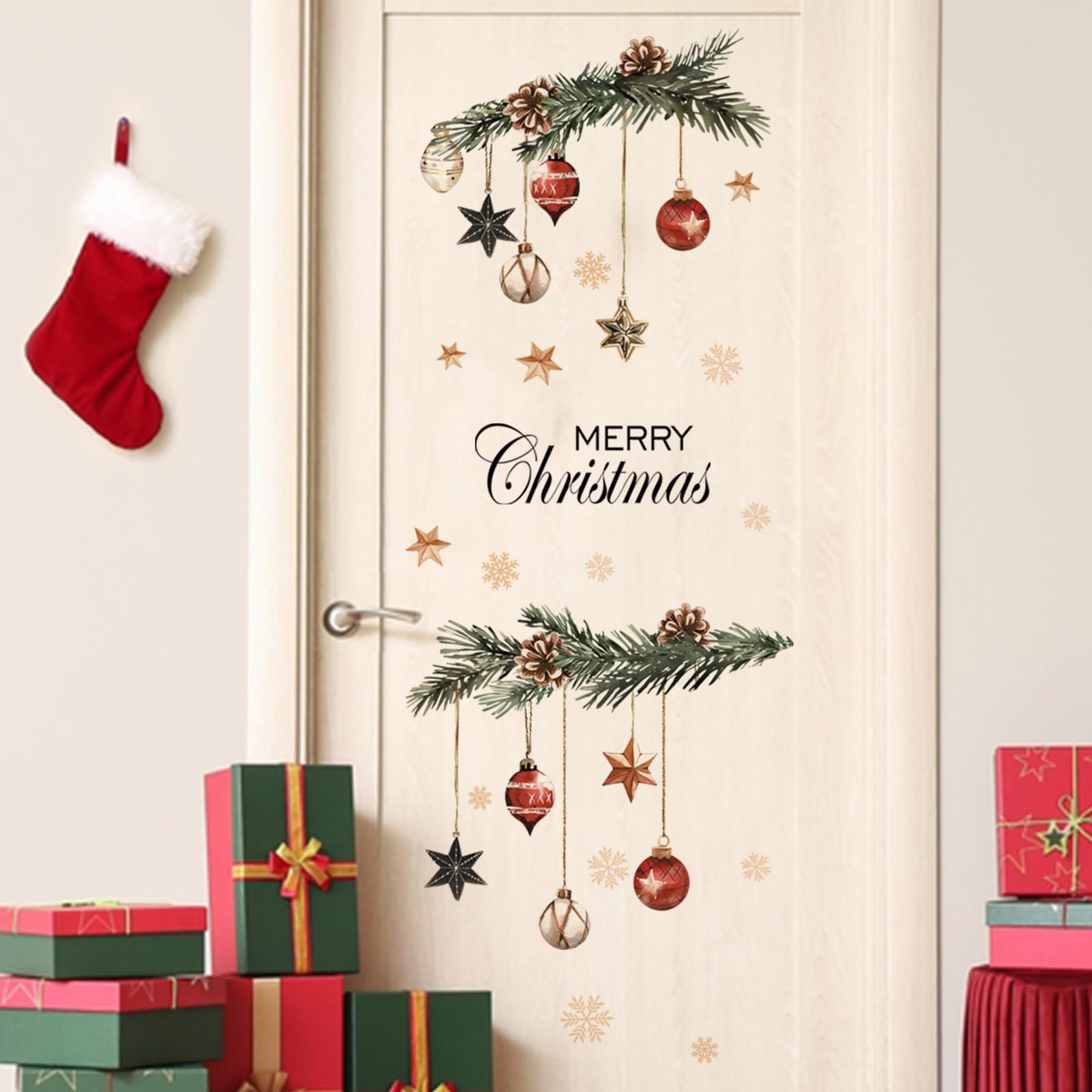 Mfault living room kitchen decor wall decal set enhances festive home style.