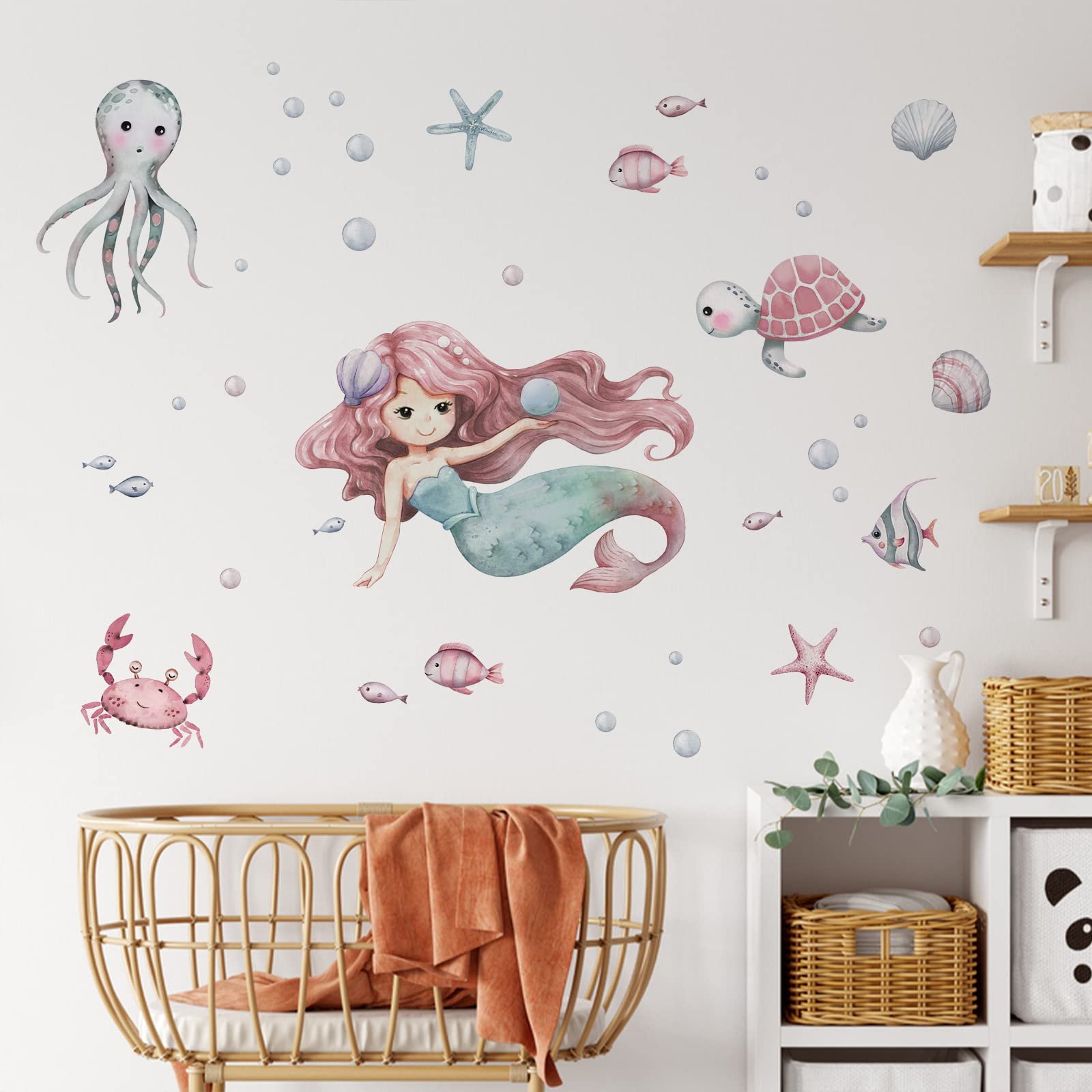 Mfault mermaid sea creatures wall decals for preschool classrooms inspire imagination