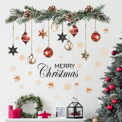 Mfault merry christmas ornaments wall decal for easy festive decor on bedroom walls.