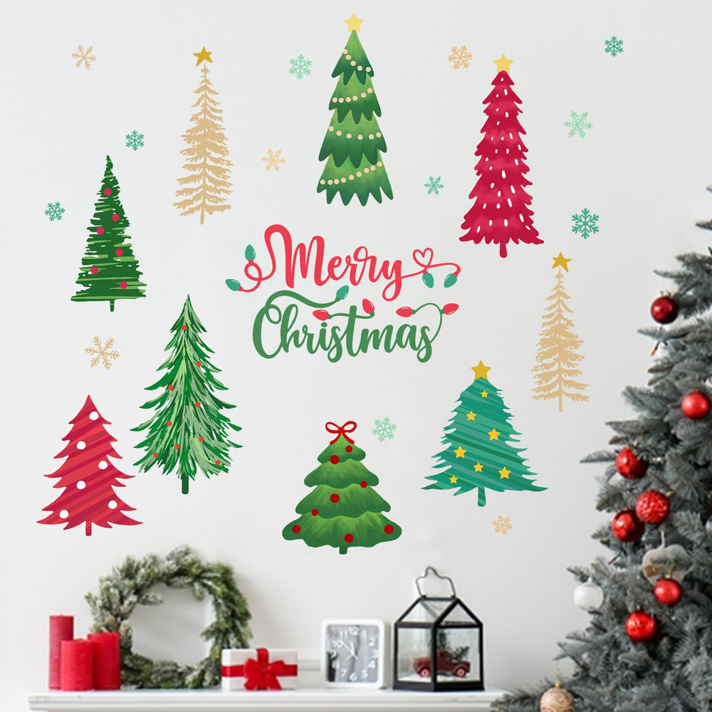 Mfault Merry Christmas tree wall decals for festive room decor and easy transformation