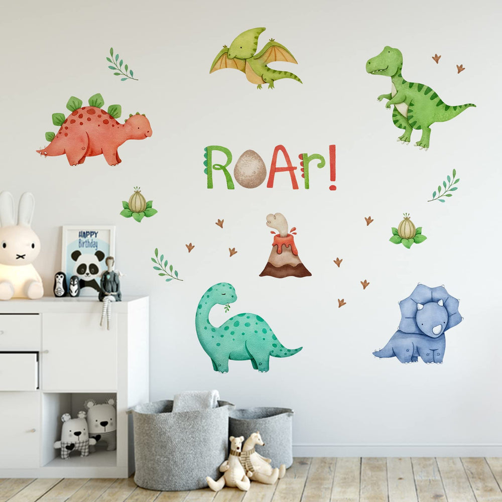 Mfault neutral dinosaur wall art adding playful charm to a kids' bedroom