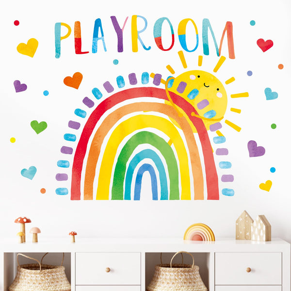 Mfault playroom rainbow wall decal brightens nurseries with a playful rainbow focal point for imagination
