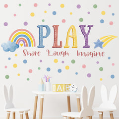 Mfault playroom wall decals with inspirational quotes brighten a space and spark creativity.