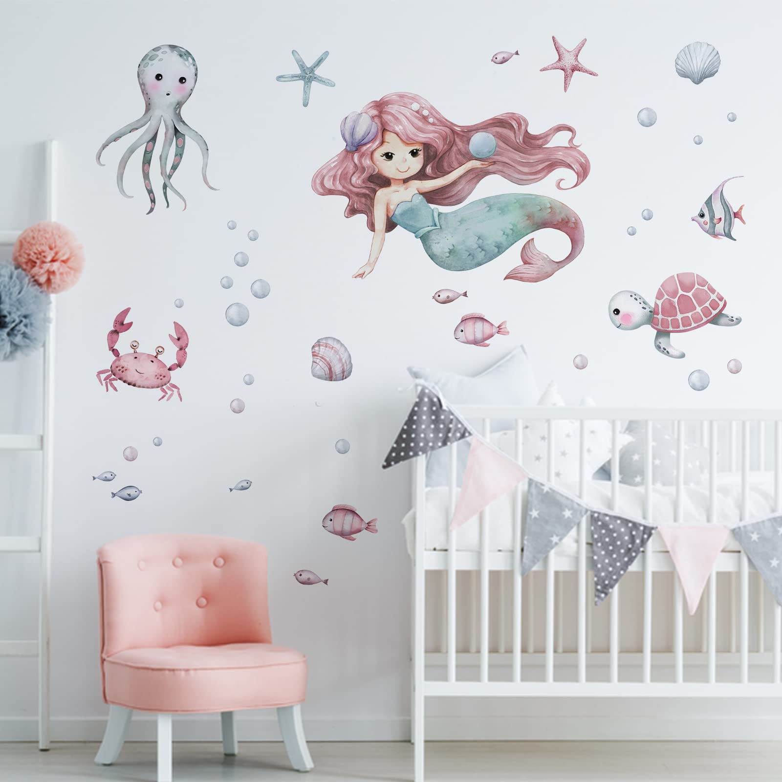 Mfault sea life bubble fish wall decal for bedroom, inspires creative decorating