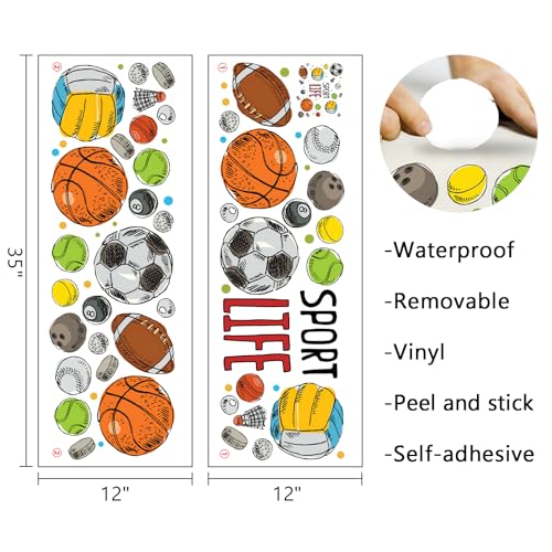 Mfault Sport Life Balls wall decal featuring badminton motif for dynamic playroom walls