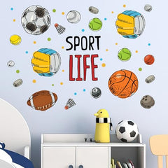 Mfault Sport Life Balls wall decal set suitable for bedrooms, living rooms, and play areas