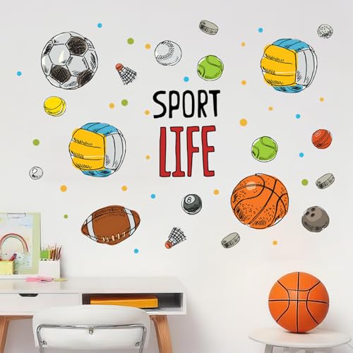 Mfault Sport Life Balls wall decal with colorful polka dots brightening kid's room