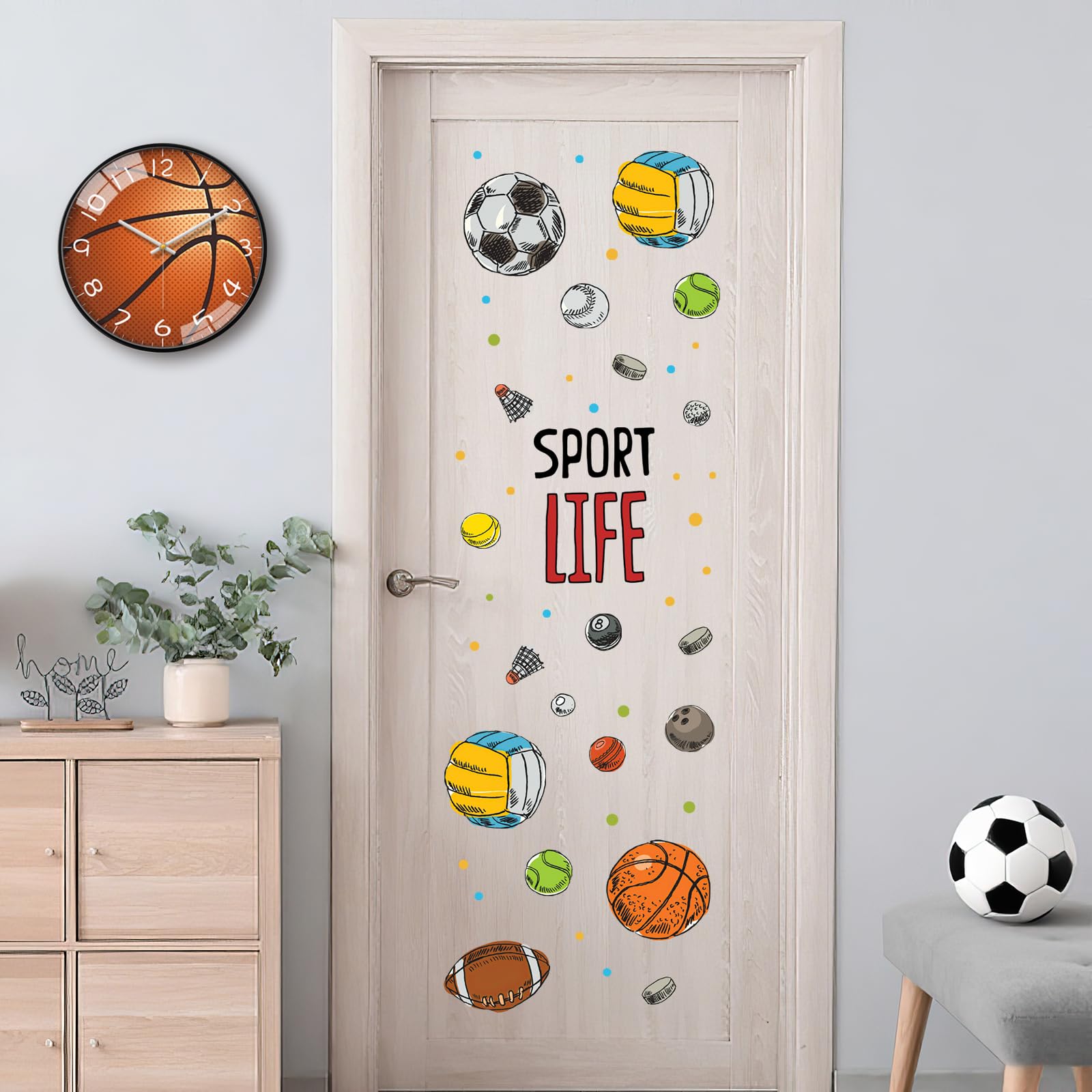 Mfault Sport Life Balls wall decals are self-adhesive for easy playroom setup