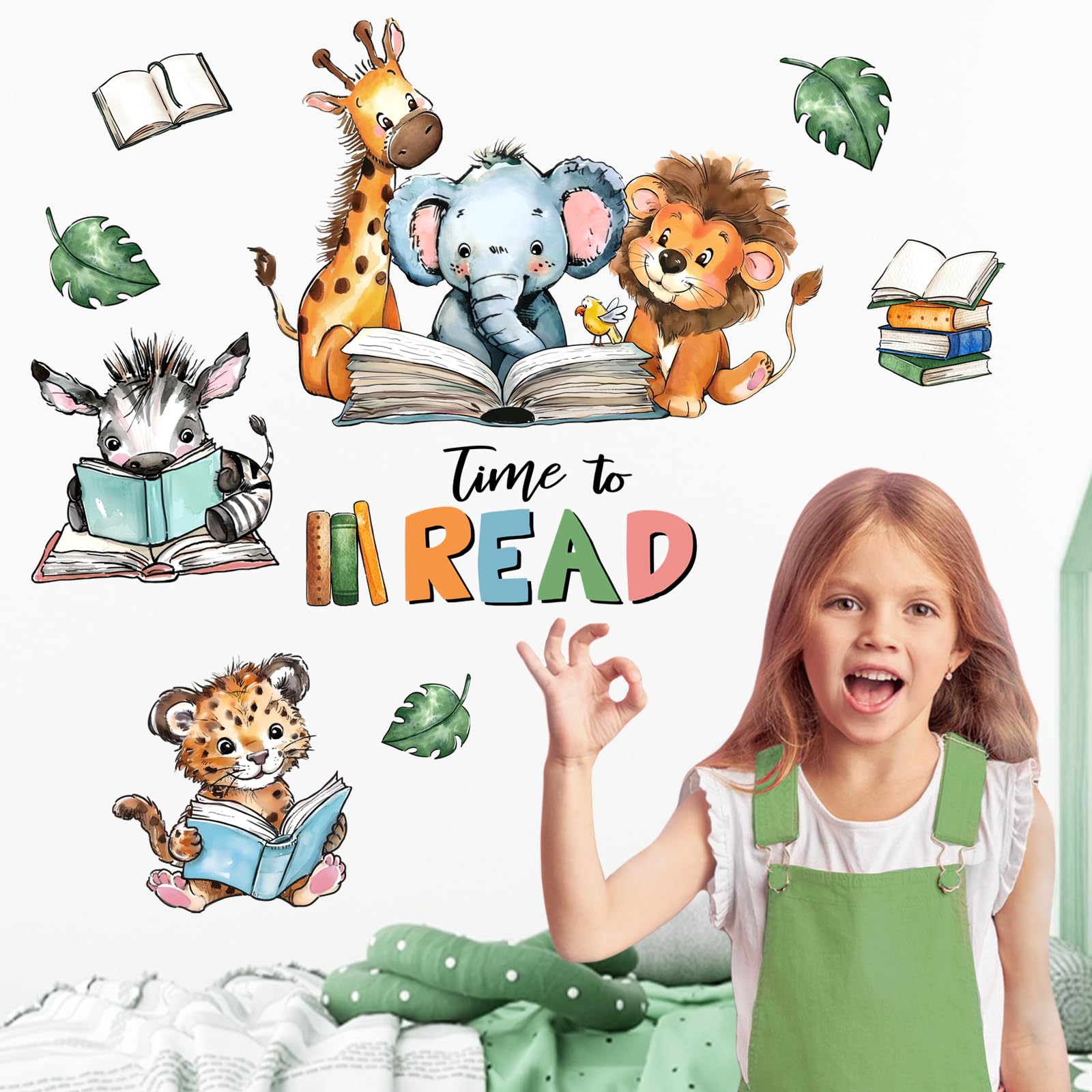 Mfault Time to Read zebra wall decal creates a calm neutral study backdrop
