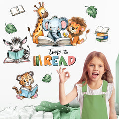 Mfault Time to Read zebra wall decal creates a calm neutral study backdrop