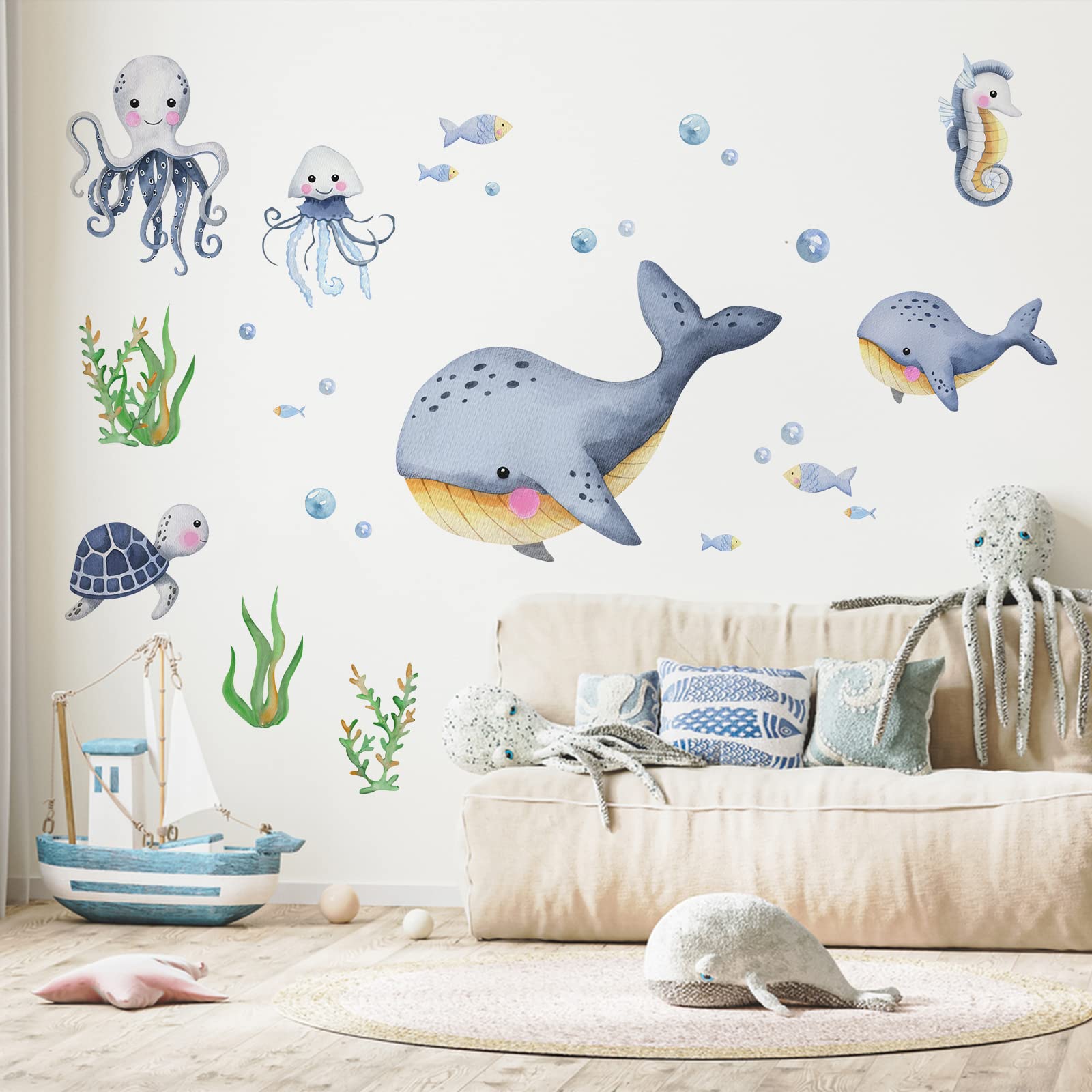Mfault sea-life bubbles wall decal enhances ambiance and is easy to remove.