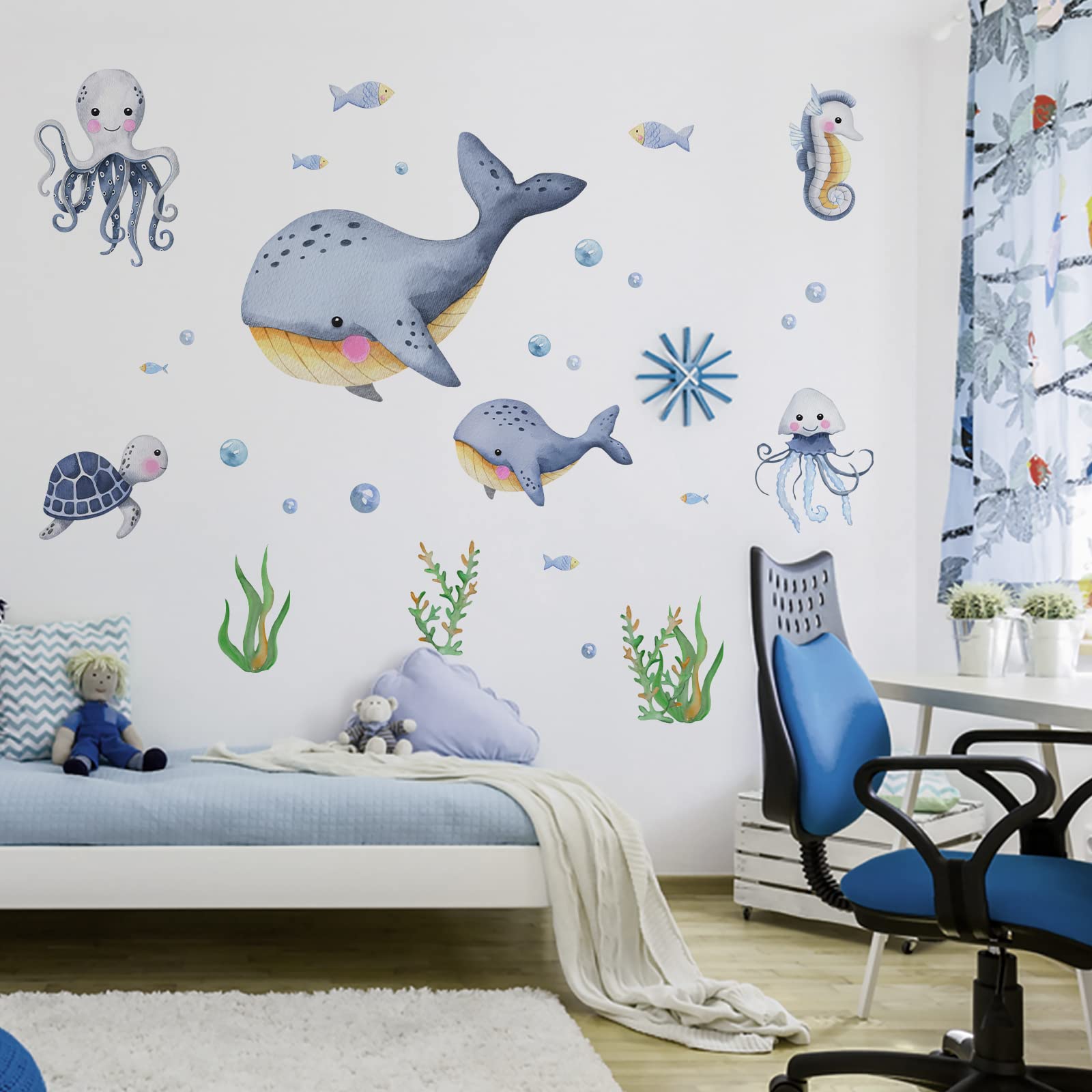 Mfault turtle wall decal creates a calming underwater scene on smooth walls.