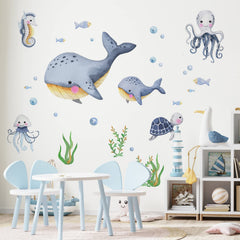 Mfault Under The Sea whales wall decal for a playful nursery wall, easy to apply.