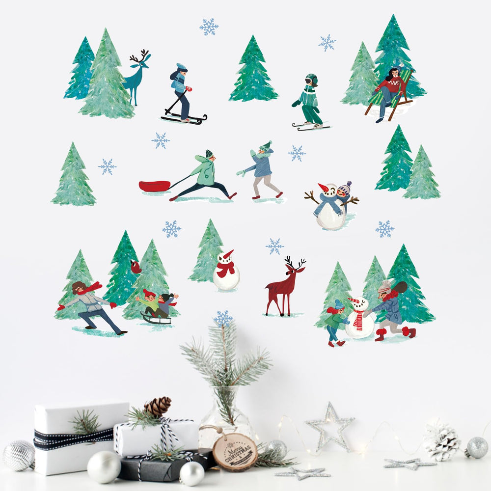Mfault Winter Wall Set helps decorate quickly on clean surfaces.