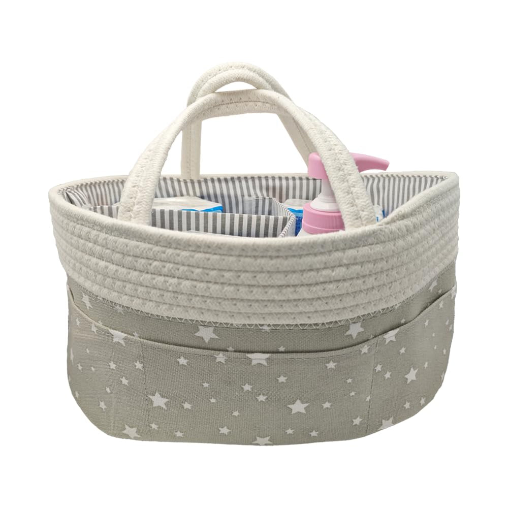 MGERASL diaper caddy organizer interior view with detachable partitions for easy sorting.