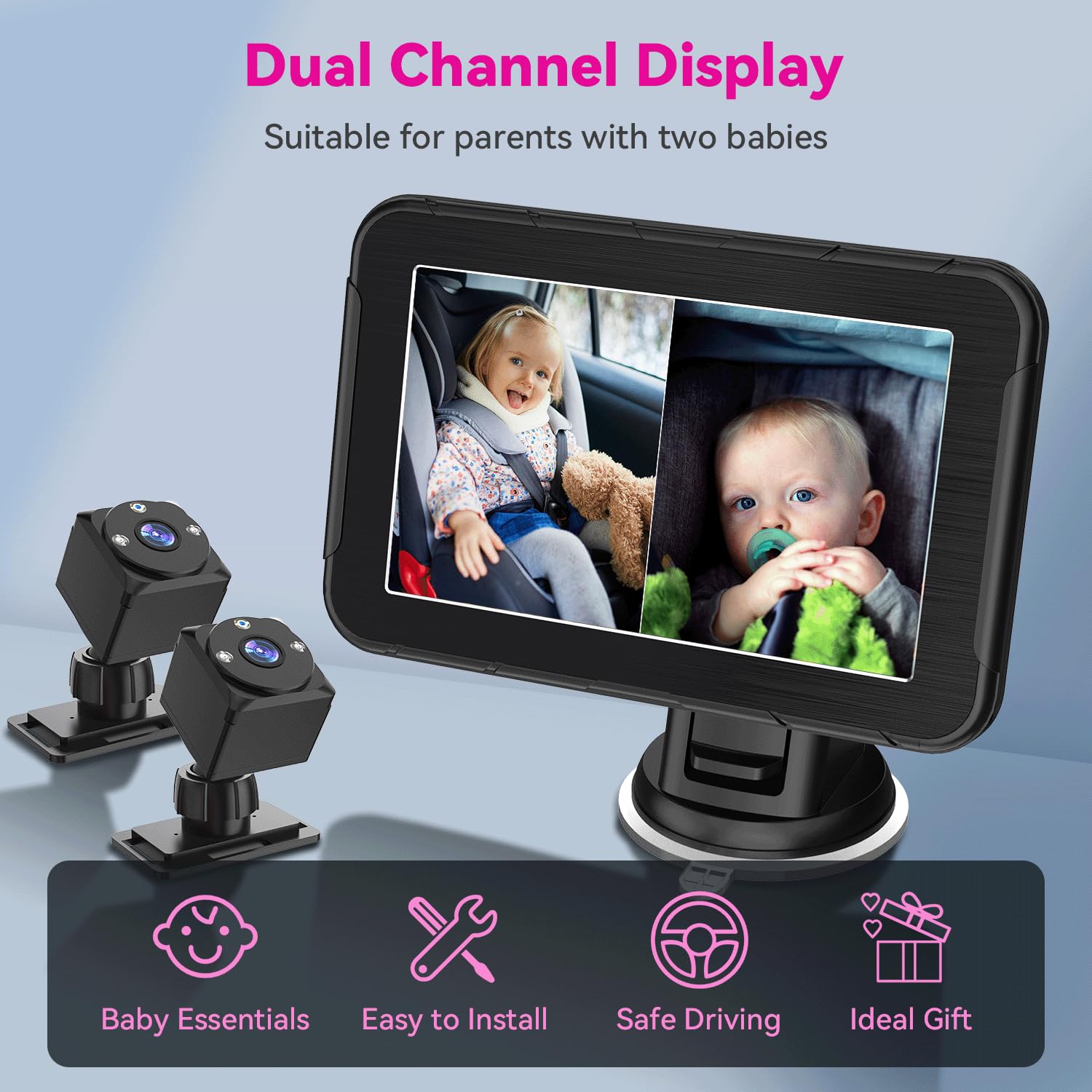 MHCABSR headrest clip mount keeps cameras secure and adjustable.