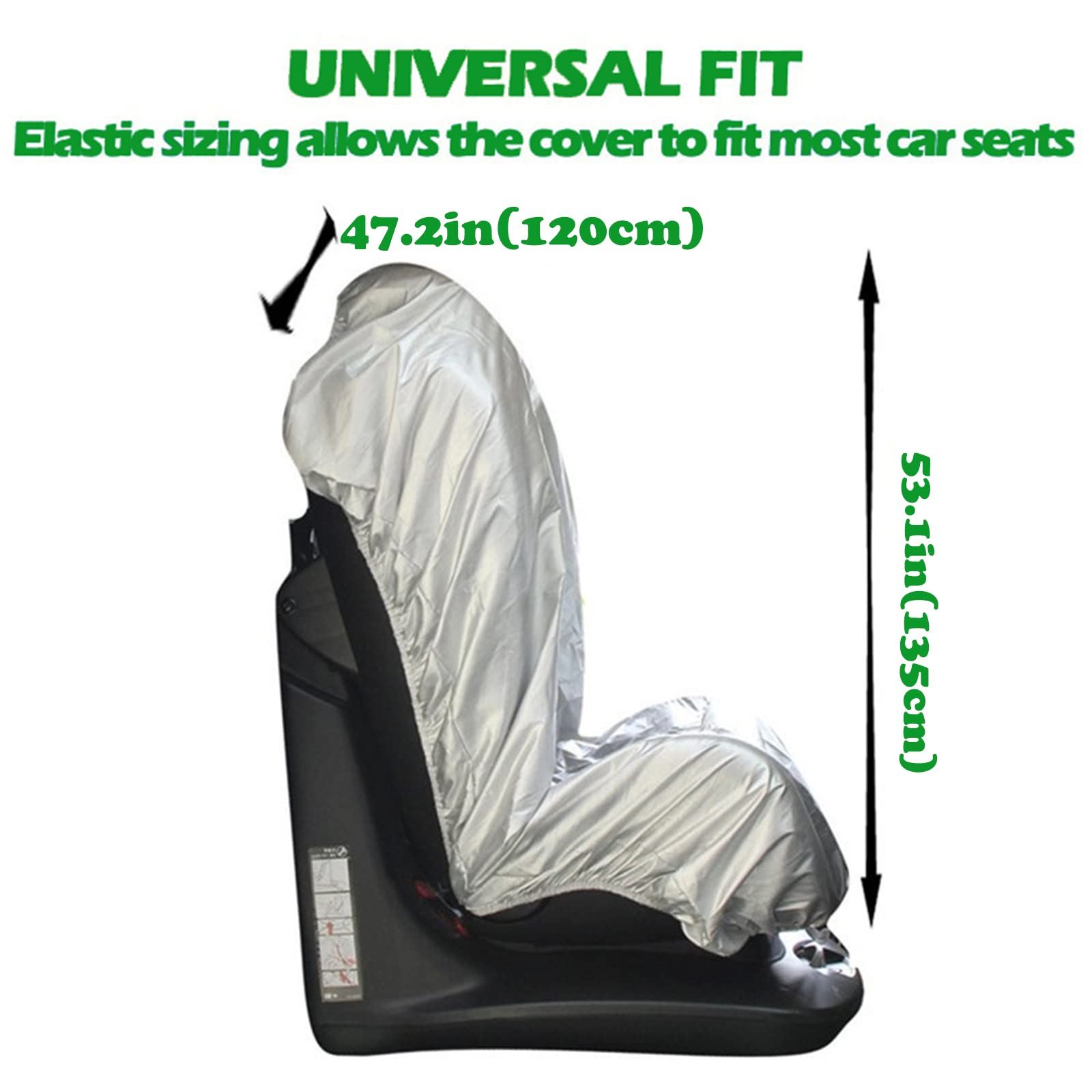 MHWGY shade installed on front seat shows easy, tight fit for most seats.
