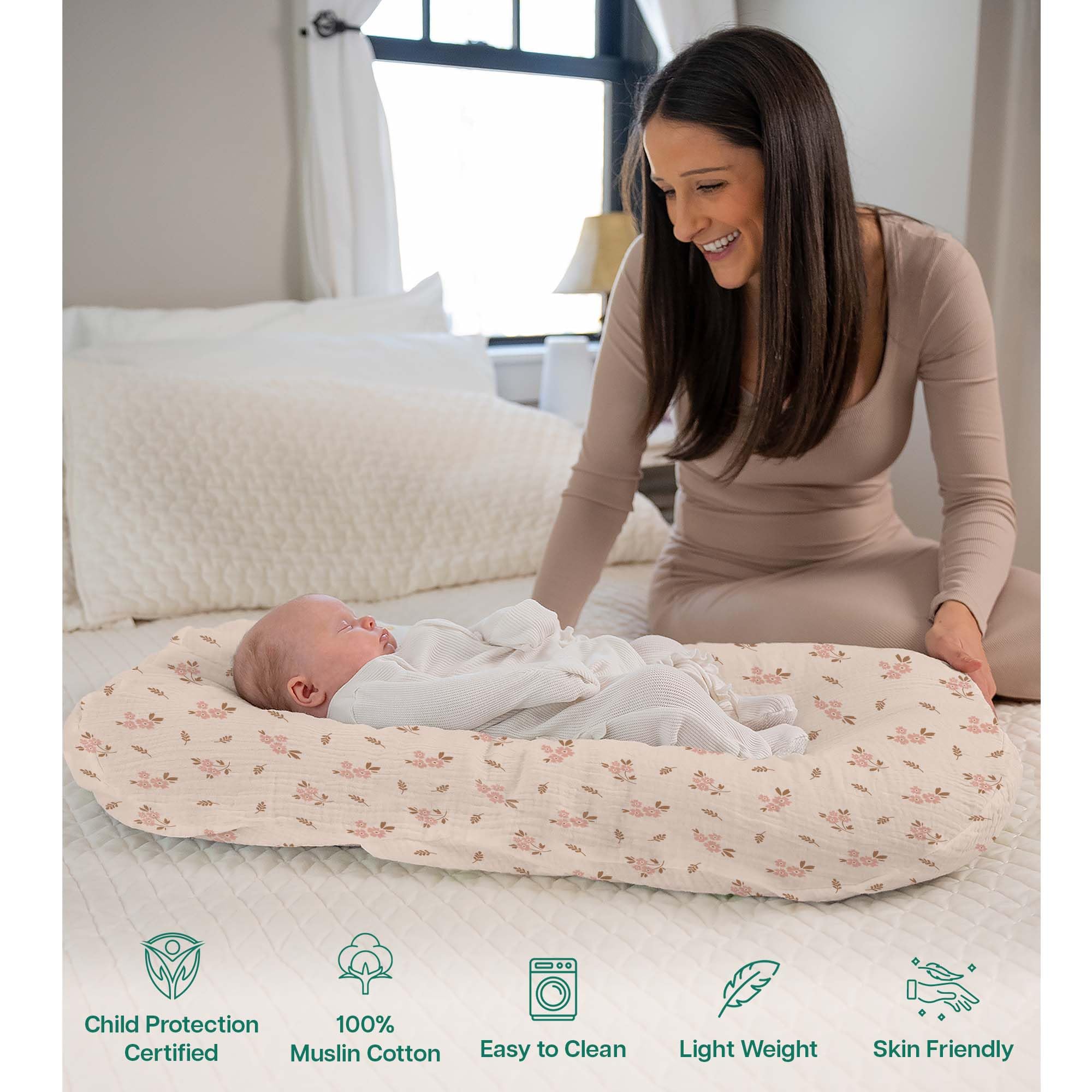 Mi Flor cover resists shrinking and keeps fit after washes.