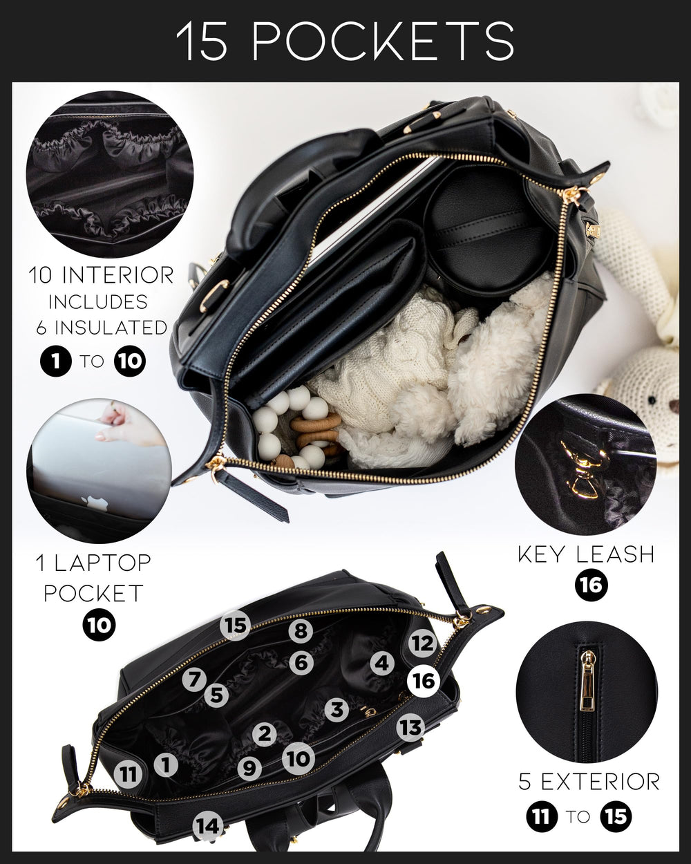 MIA + SOPHIA premium vegan leather with luxe hardware.