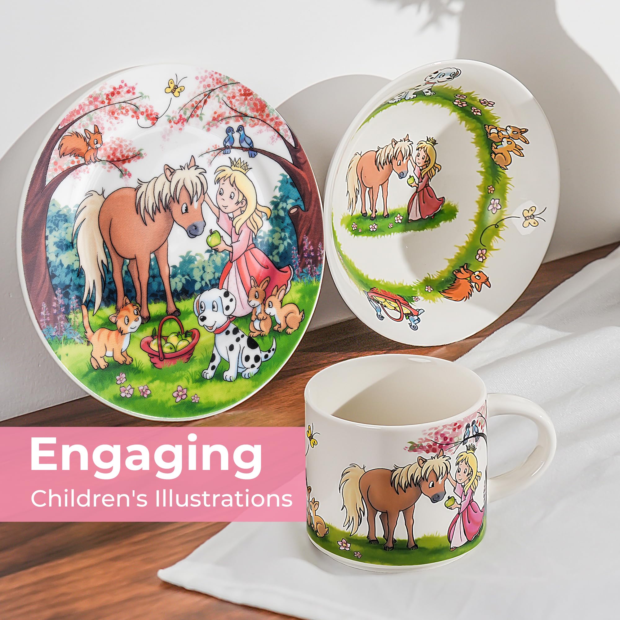 MIAMIO princess cup in porcelain with grip-friendly features for growing kids