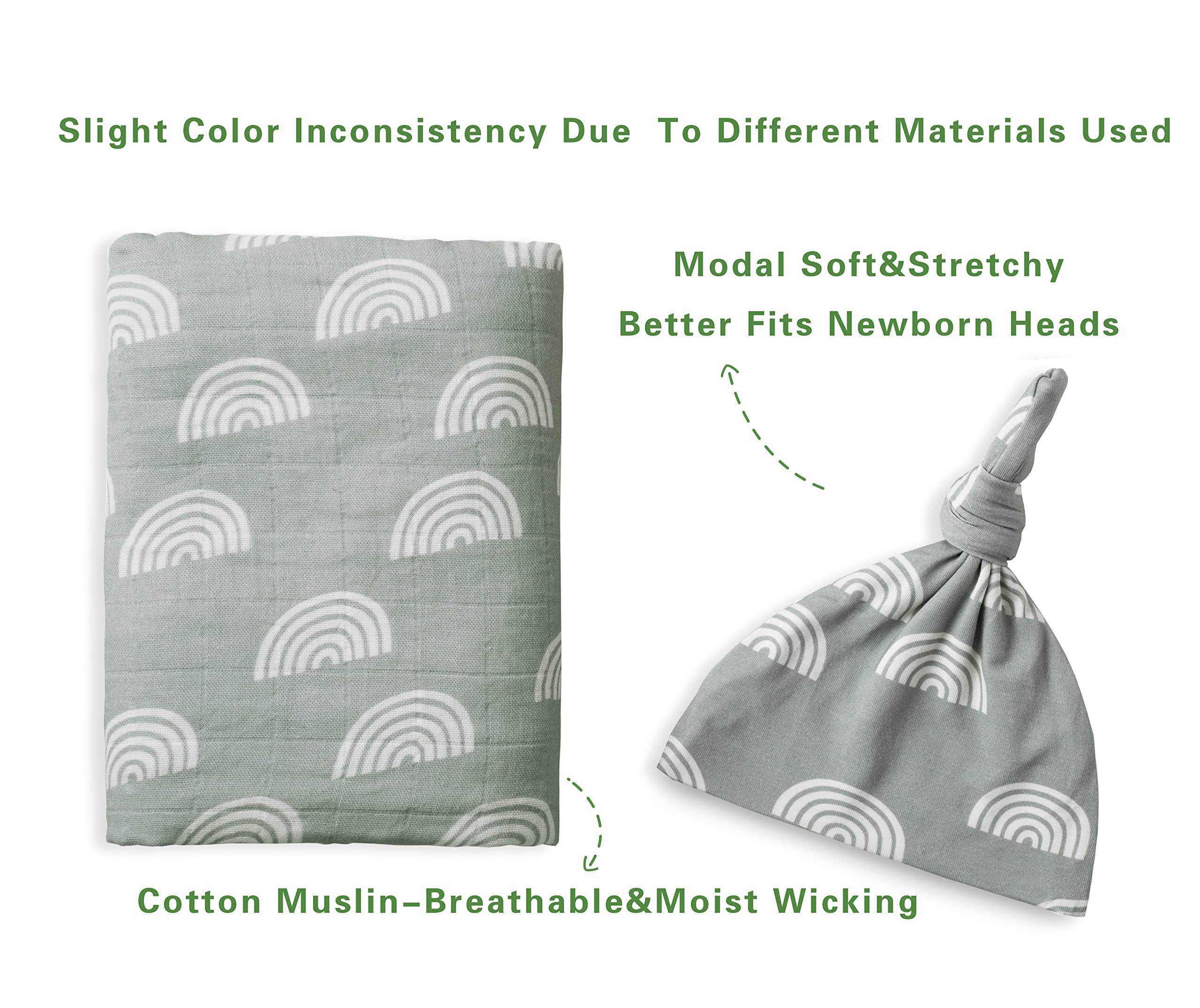 Miaoberry baby swaddle setup in nursery with rainbow tones