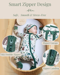 Miaoberry sleeper featuring convertible feet to grow with baby.