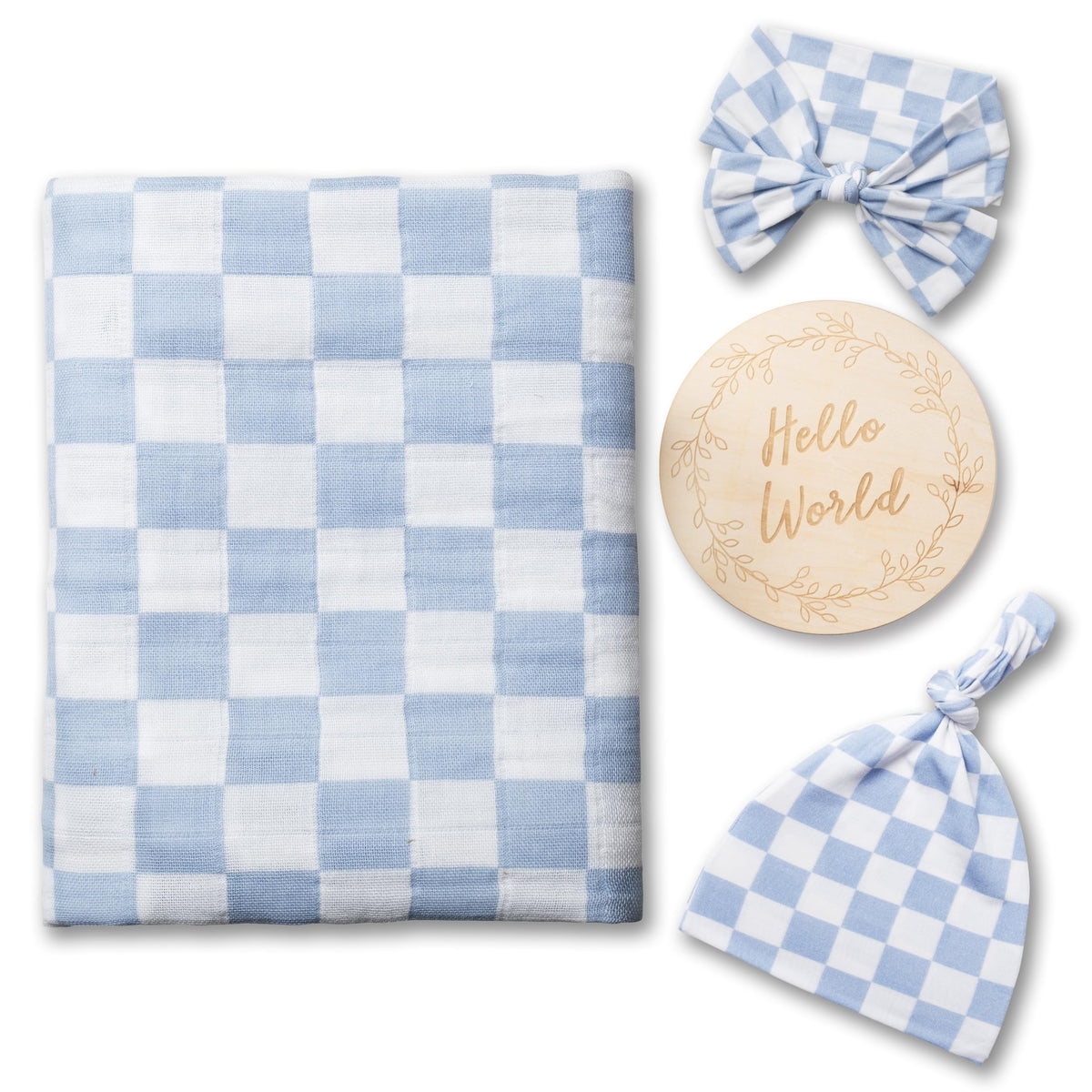 Miaoberry checkered muslin swaddle close-up showing breathable organic fabric for newborn comfort